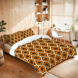 Retro 70s Peacock Area Rug: Orange Brown Non-Slip Plush, 12x9 ft / 365x274 cm