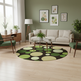 Midcentury 70s Triangle Nesting Coffee Table Set - Green Polka Dot Accent