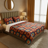 70s Retro Midcentury 3-Piece Duvet Bedding Set, Vintage Home Style