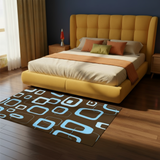 60s Retro Brown Blue Felt Floor Mat – Soft Non-Slip Midcentury Area Rug