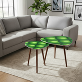 Green Peacock Eyes Retro Tripod Nesting Table Set - Midcentury tables