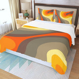 70s Retro Psychedelic Three Piece Duvet Bedding Set, Midcentury Style