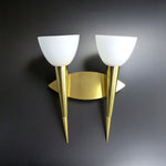 1980s turnable BRASS DOUBLE SCONCE in torch shape