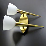 1980s turnable BRASS DOUBLE SCONCE in torch shape