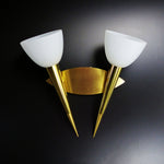 1980s turnable BRASS DOUBLE SCONCE in torch shape