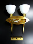 1980s turnable BRASS DOUBLE SCONCE in torch shape