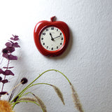 Rare! Fiery RED 1970s apple shaped JUNGHANS WALL CLOCK