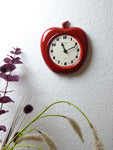 Rare! Fiery RED 1970s apple shaped JUNGHANS WALL CLOCK