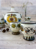 Midcentury ceramic PUNSH BOWL SET with 12 mugs, Westgerman Pottery