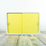 1960s VANILLA yellow BATHROOM Medicine CABINET with sliding doors