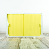 1960s VANILLA yellow BATHROOM Medicine CABINET with sliding doors