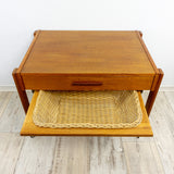 1960s XL Danish Teak Wood midcentury SEWING TABLE CART with 2 Drawers