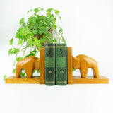 1960 hand-carved WOODEN BULLS BOOKENDS Bison Taurus