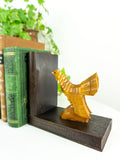 Fabulous 1950s hand-carved wooden CAPERCAIL BOOKENDS with glass eyes