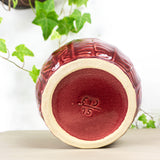 Burgundy red 1960s WGP CERAMIC PLANTER floral relief