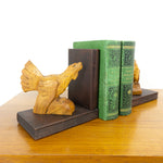 Wooden 1950s hand-carved CAPERCAIL BOOKENDS