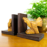 Wooden 1950s hand-carved CAPERCAIL BOOKENDS