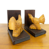 Wooden 1950s hand-carved CAPERCAIL BOOKENDS