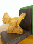 Wooden 1950s hand-carved CAPERCAIL BOOKENDS