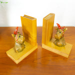 Cute 1950s hand-carved wooden TERRIER BOOKENDS