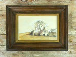 Original framed ART PAINT landscape scene, ETCHING WATERCOLORED
