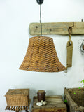 Midcentury WICKER PENDANT LAMP rustic farmhouse decor