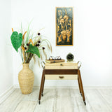 1960s wooden MIDCENTURY SEWING CART Nightstand cantilever style side table