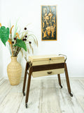 1960s wooden MIDCENTURY SEWING CART Nightstand cantilever style side table