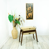1960s wooden MIDCENTURY SEWING CART Nightstand cantilever style side table