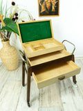 1960s wooden MIDCENTURY SEWING CART Nightstand cantilever style side table
