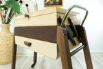 1960s wooden MIDCENTURY SEWING CART Nightstand cantilever style side table
