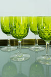 Set of 1970s lime GREEN stemmed LIQUEUR GLASSES