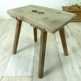 Large ANTIQUE rustic MILKING STOOL bench side table plant stand