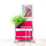 Vibrant Red 1970s Midcentury FOLDABLE BAR CART by Bremshey