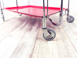 Vibrant Red 1970s Midcentury FOLDABLE BAR CART by Bremshey