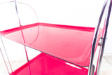 Vibrant Red 1970s Midcentury FOLDABLE BAR CART by Bremshey