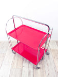 Vibrant Red 1970s Midcentury FOLDABLE BAR CART by Bremshey