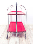 Vibrant Red 1970s Midcentury FOLDABLE BAR CART by Bremshey