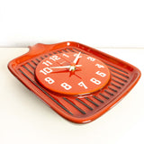 Red 1960s electromechanical CERAMIC WALL CLOCK by Dugena Westgermany