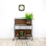 Iconic 1960s FOLDING BAR CART by Bremshey Westgermany, brown faux-wood Gerlinol
