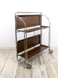 Iconic 1960s FOLDING BAR CART by Bremshey Westgermany, brown faux-wood Gerlinol