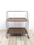Iconic 1960s FOLDING BAR CART by Bremshey Westgermany, brown faux-wood Gerlinol