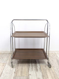 Iconic 1960s FOLDING BAR CART by Bremshey Westgermany, brown faux-wood Gerlinol