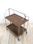 Iconic 1960s FOLDING BAR CART by Bremshey Westgermany, brown faux-wood Gerlinol