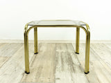 Golden 1980s Smoked GLASS CHROME Side End TABLE Nightstand