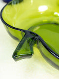 1970s vintage green tinted APPLE GLASS BOWL, midcentury vintage glassware