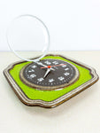 Lime green brown 1970s MIDCENTURY WALL CLOCK Westgermany