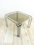 ON HOLD FOR N.! Set of TWO 1970s Smoked Glass Chrome NESTING TABLES coffee tables